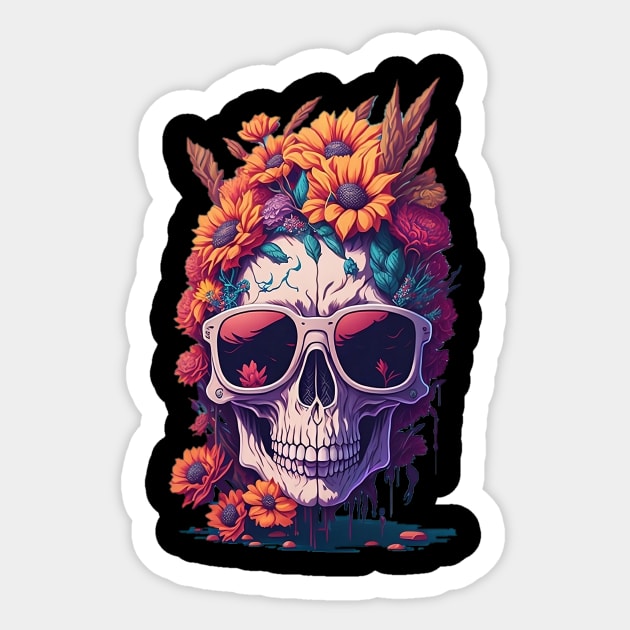 Cool and Edgy: Dead Skull Rocking Trendy Sunglasses Sticker by Farargy